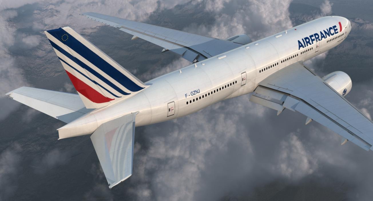 Boeing 777 200ER Air France Rigged 3D model