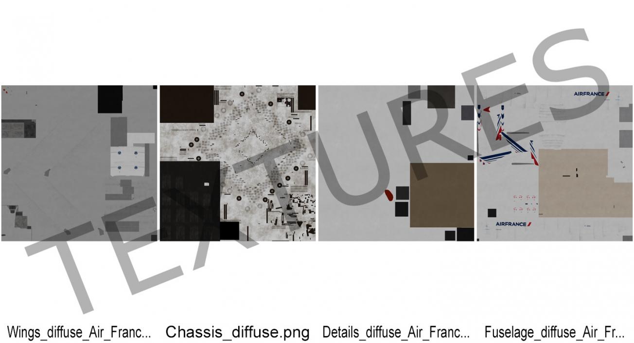 Boeing 777 200ER Air France Rigged 3D model