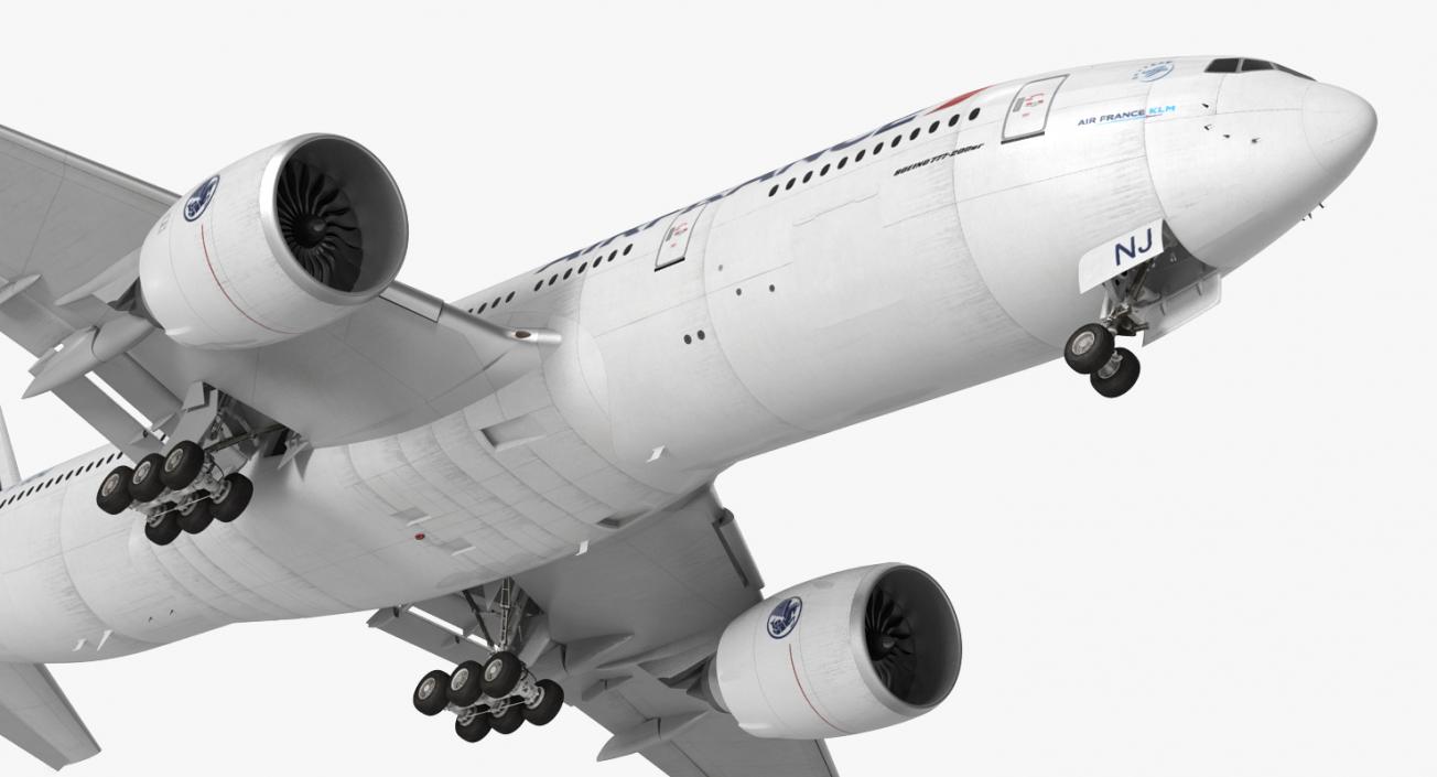 Boeing 777 200ER Air France Rigged 3D model