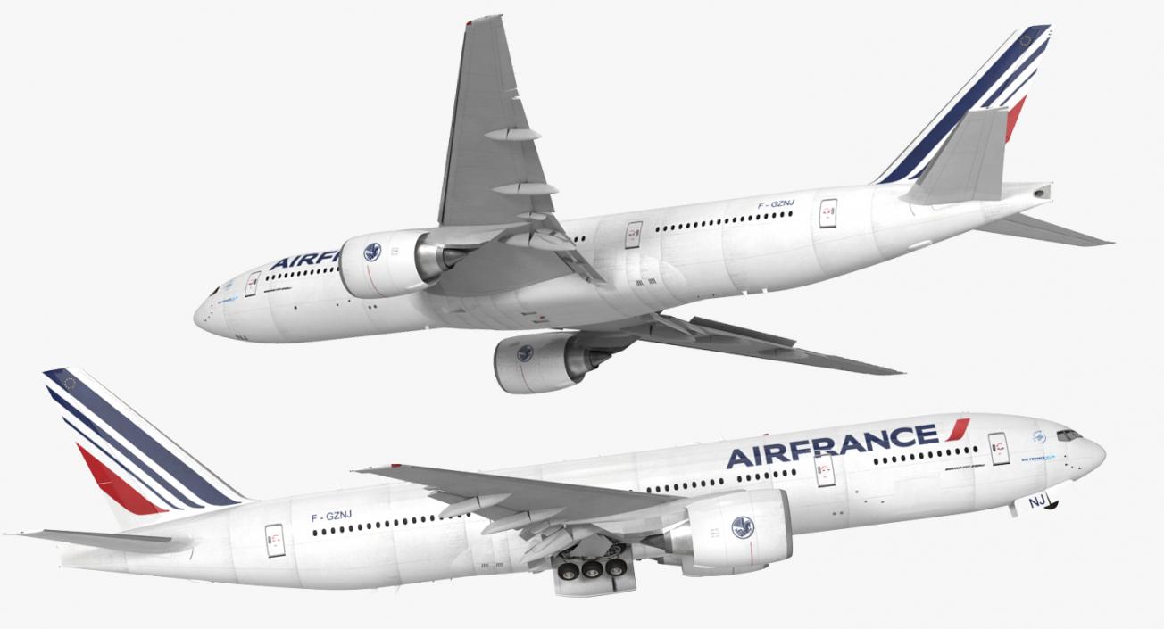 Boeing 777 200ER Air France Rigged 3D model