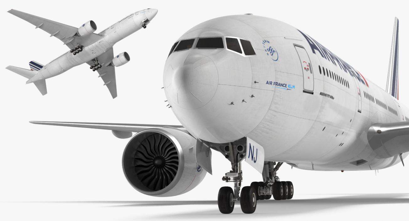 Boeing 777 200ER Air France Rigged 3D model