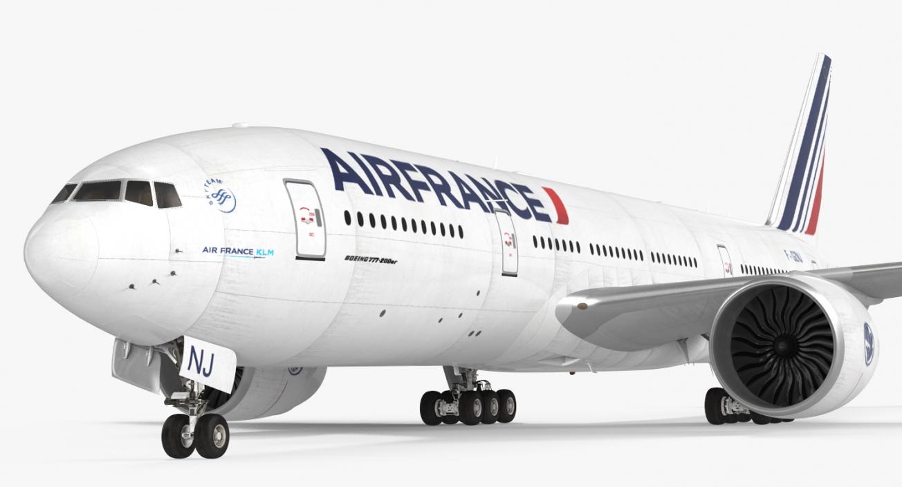 Boeing 777 200ER Air France Rigged 3D model