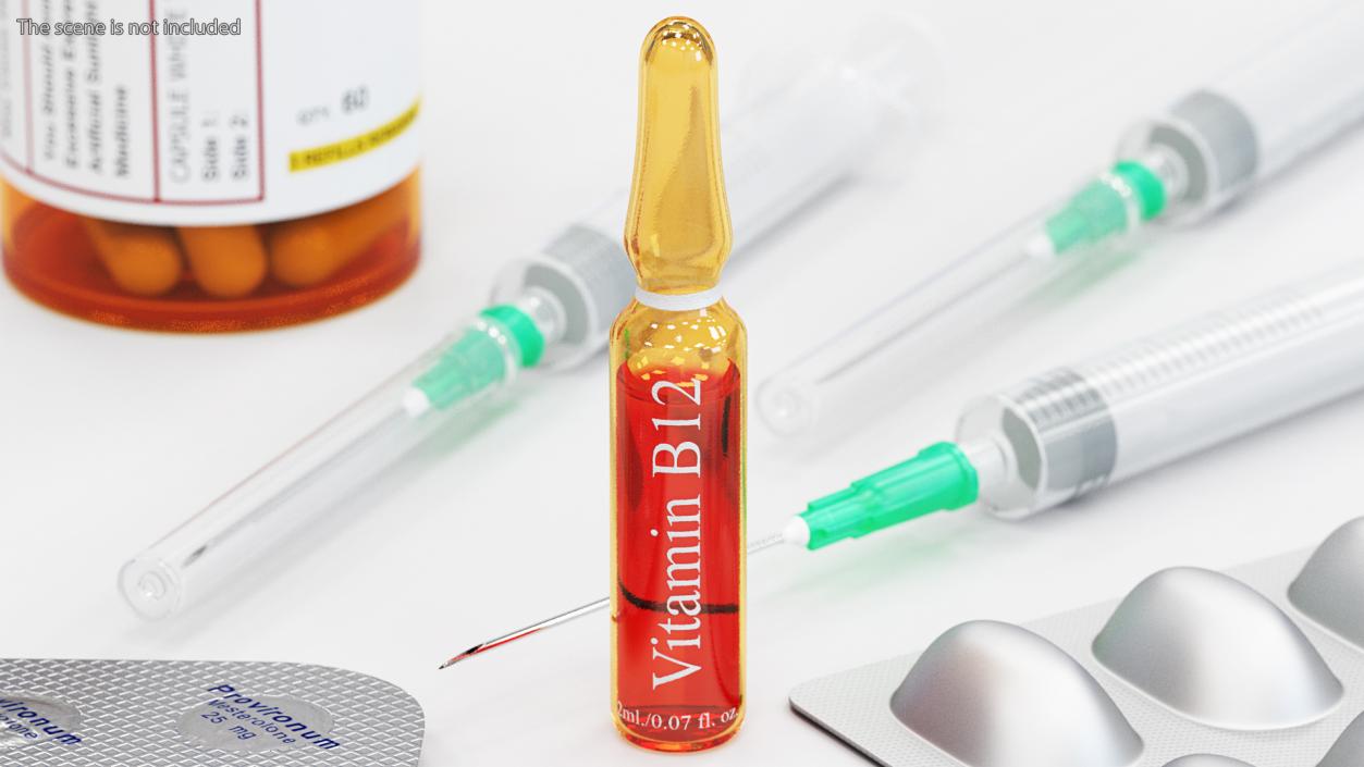 Vitamin B12 2ml Amber Ampoule 3D model