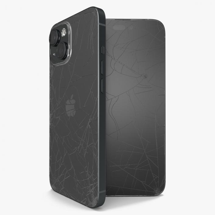 3D model IPhone 15 Plus Black Cracked 2