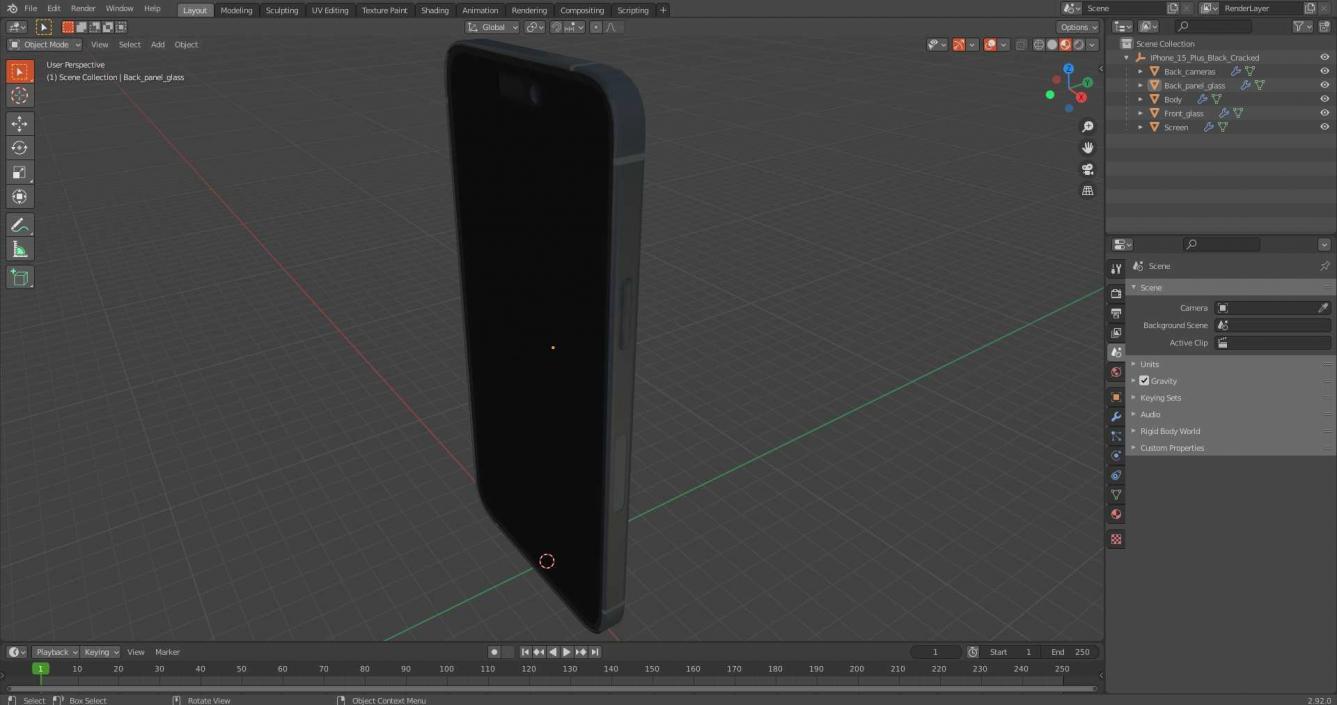 3D model IPhone 15 Plus Black Cracked 2