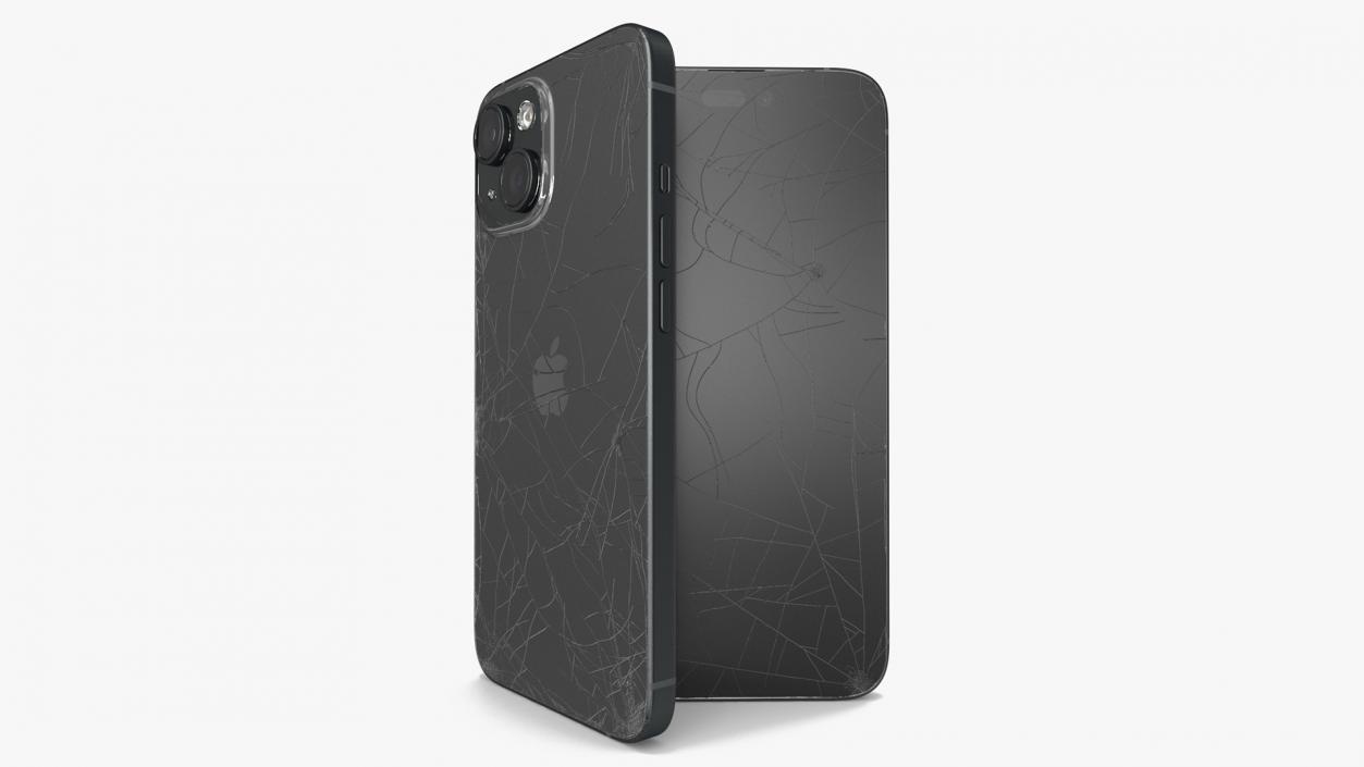 3D model IPhone 15 Plus Black Cracked 2