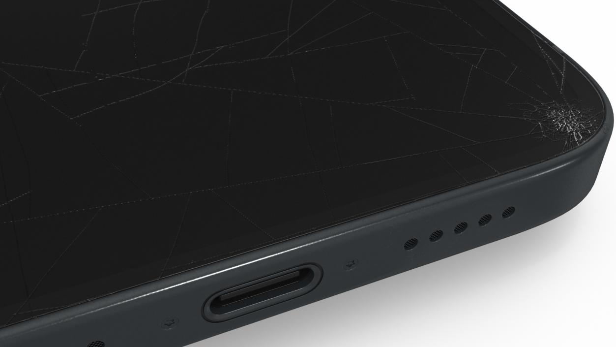 3D model IPhone 15 Plus Black Cracked 2