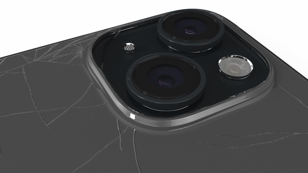 3D model IPhone 15 Plus Black Cracked 2