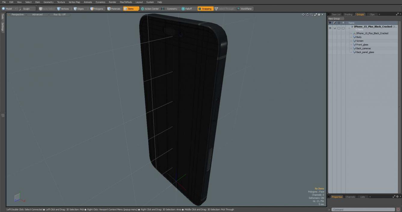 3D model IPhone 15 Plus Black Cracked 2