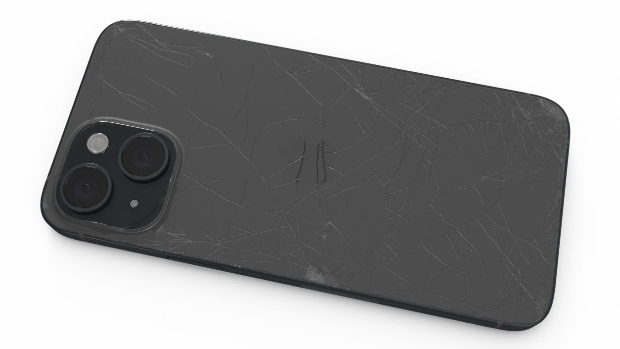 3D model IPhone 15 Plus Black Cracked 2