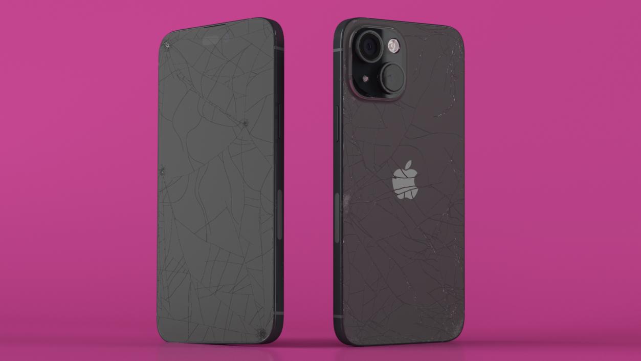 3D model IPhone 15 Plus Black Cracked 2