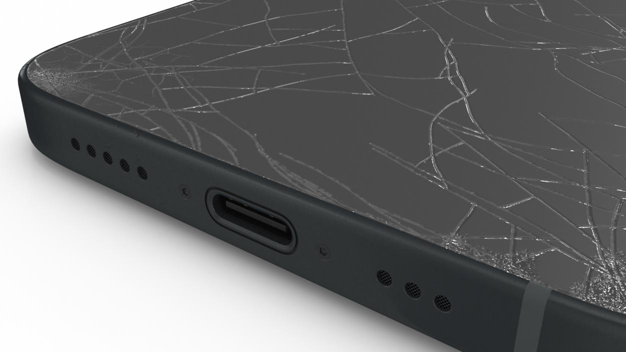 3D model IPhone 15 Plus Black Cracked 2