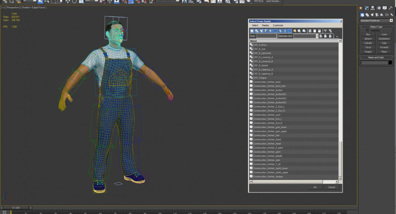 3D Worker Wearing Boiler Suit Rigged model