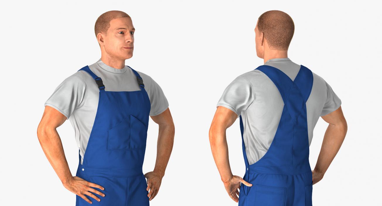 3D Worker Wearing Boiler Suit Rigged model