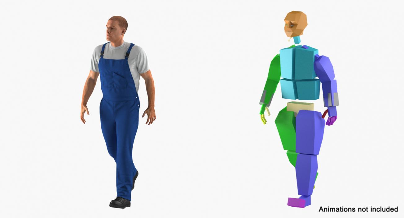 3D Worker Wearing Boiler Suit Rigged model