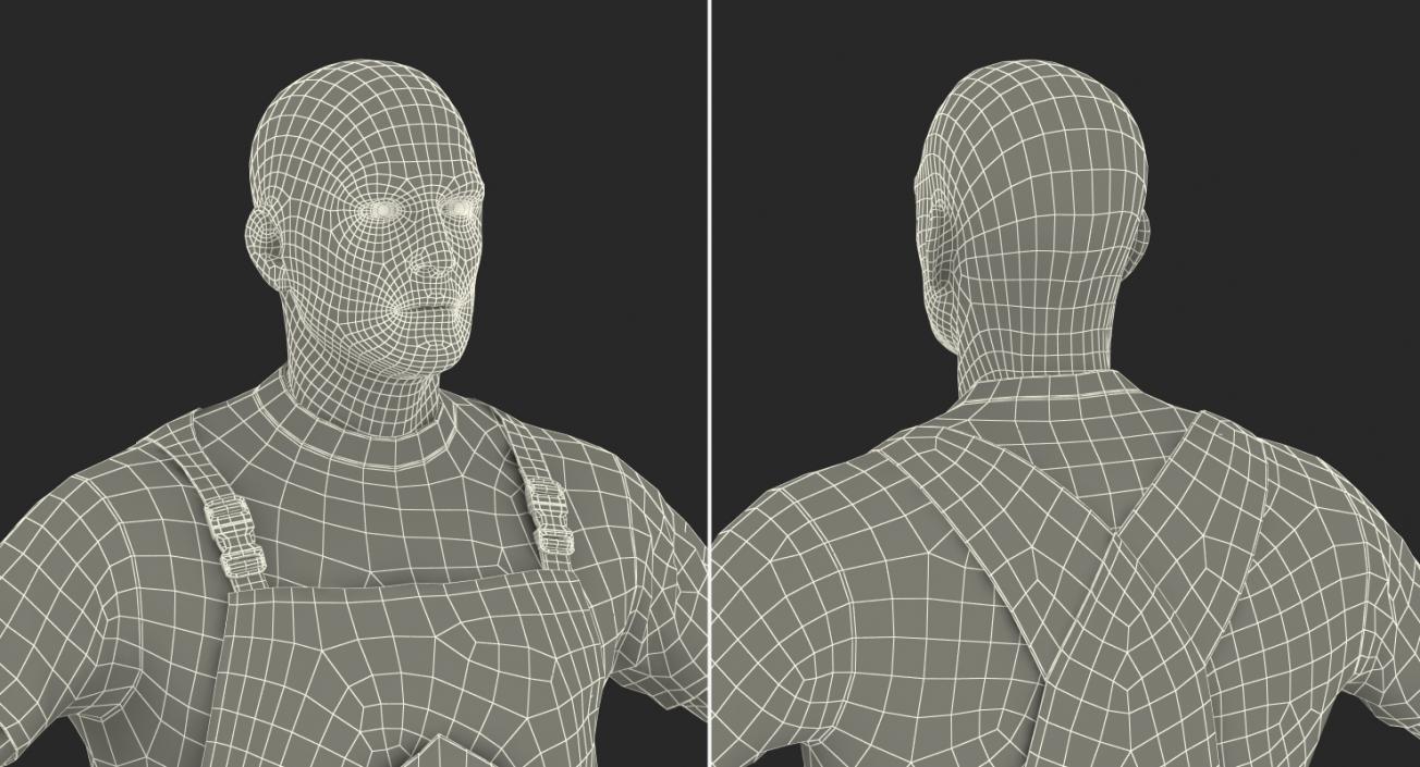 3D Worker Wearing Boiler Suit Rigged model