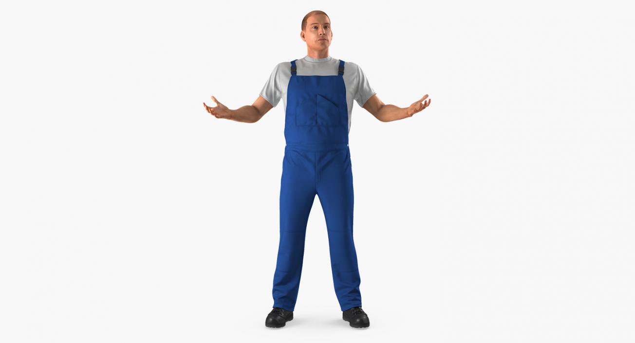 3D Worker Wearing Boiler Suit Rigged model