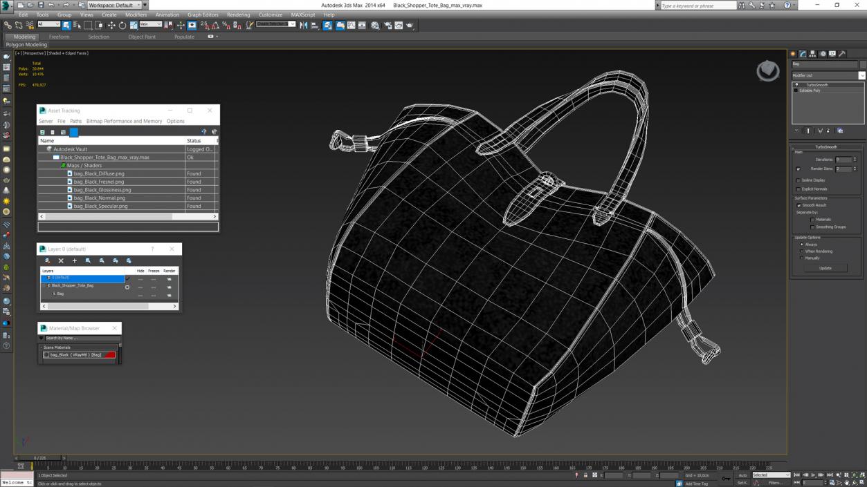 Black Shopper Tote Bag 3D