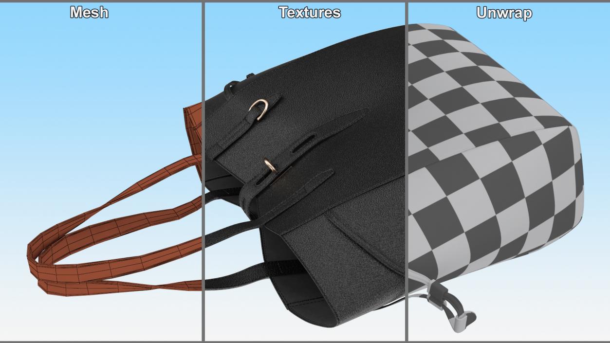 Black Shopper Tote Bag 3D