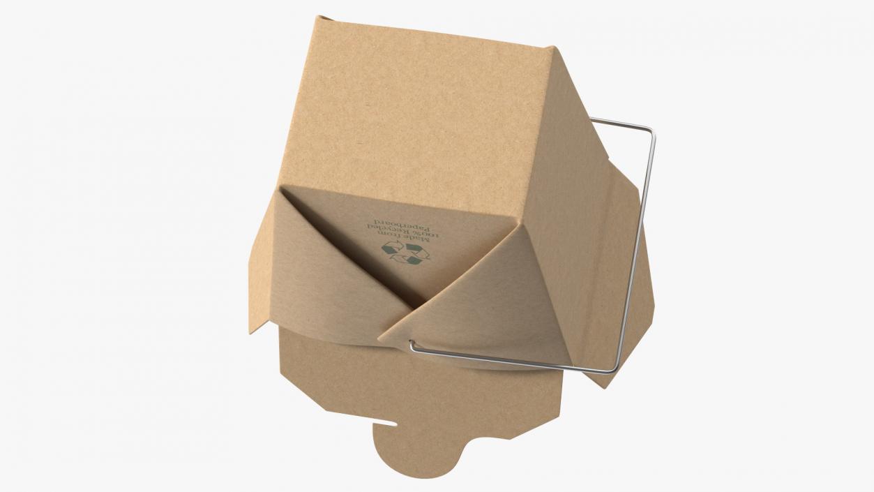 3D Kraft Paper Take Out Food Container 32 Oz Opened model