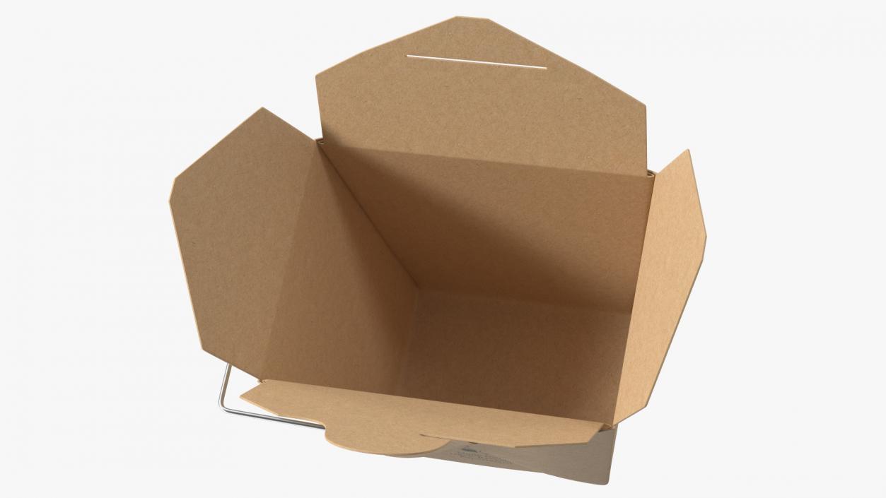 3D Kraft Paper Take Out Food Container 32 Oz Opened model