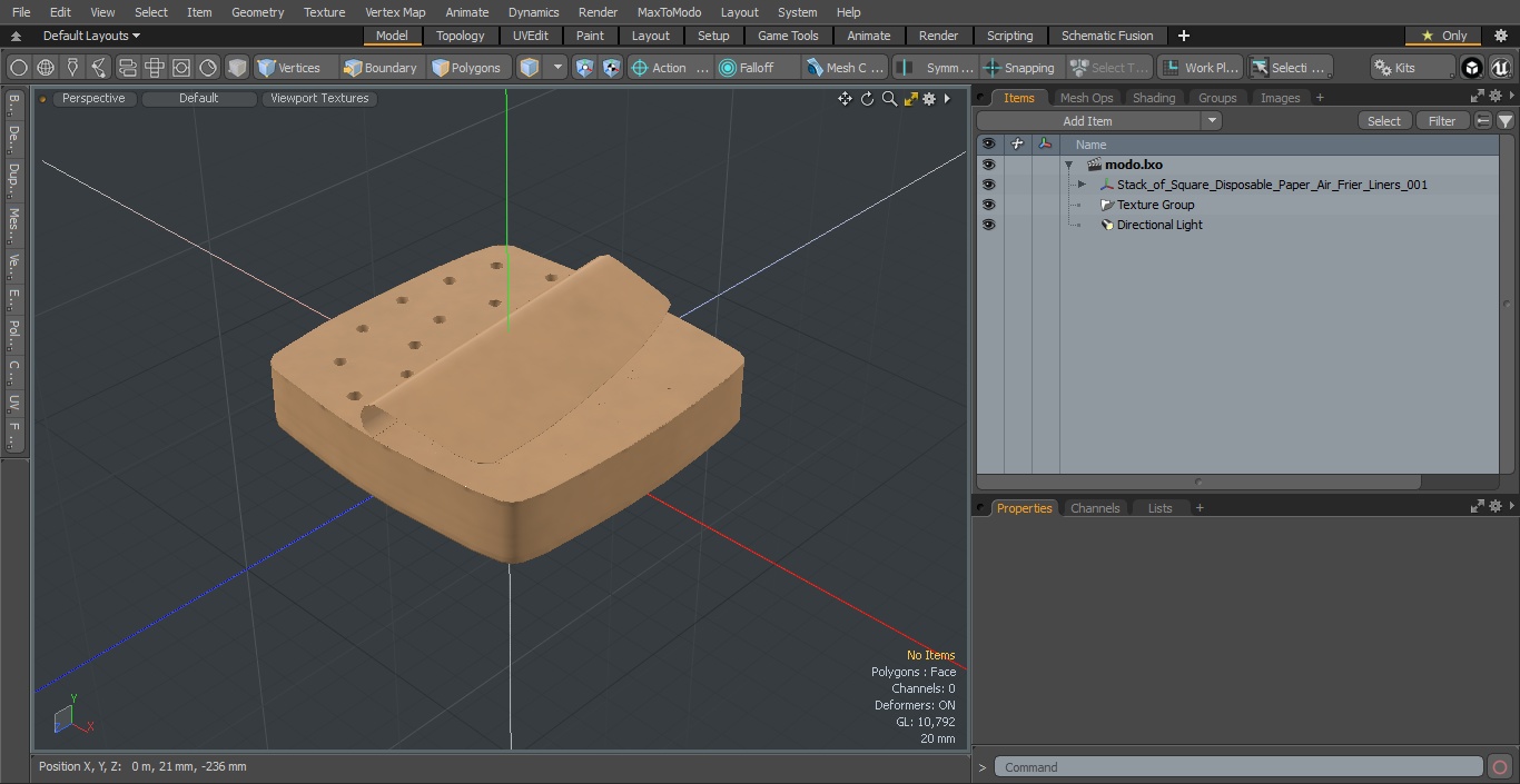 Stack of Square Disposable Paper Air Frier Liners 3D model