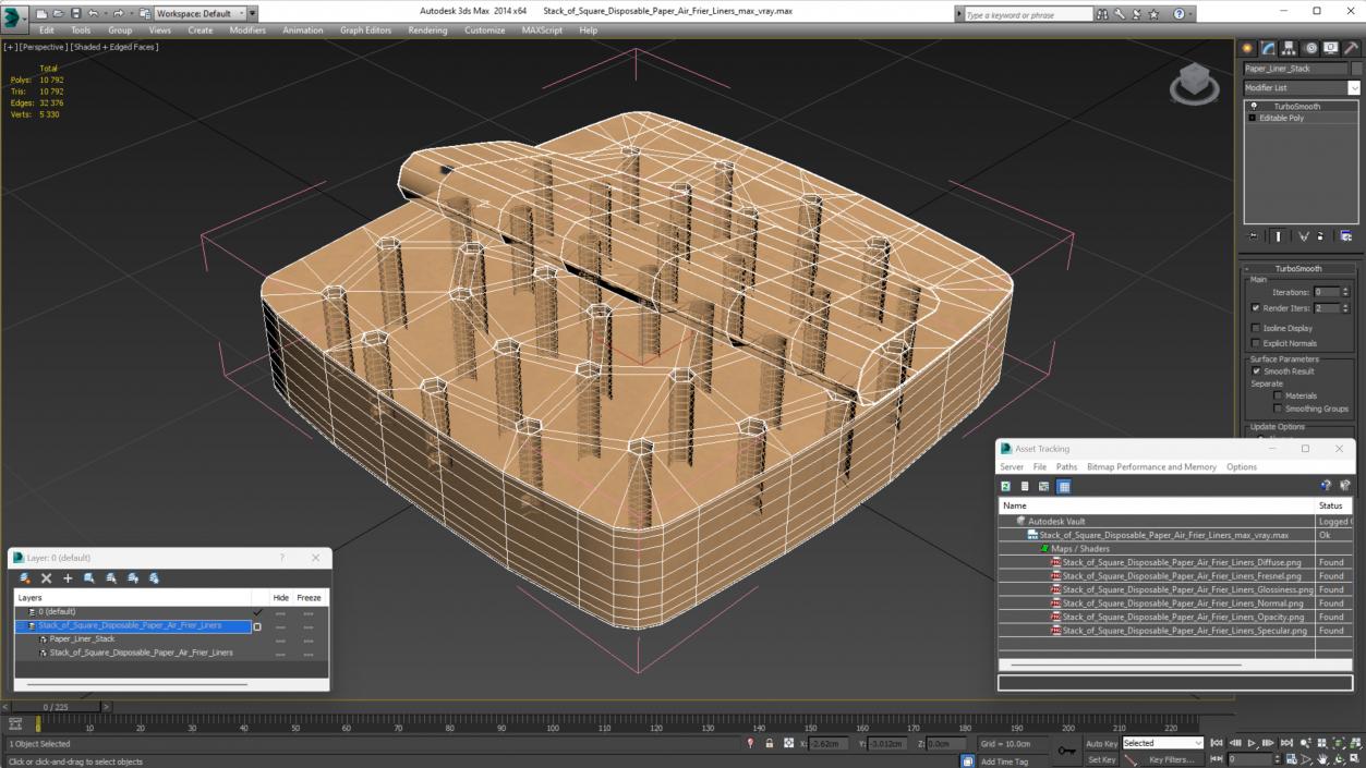 Stack of Square Disposable Paper Air Frier Liners 3D model