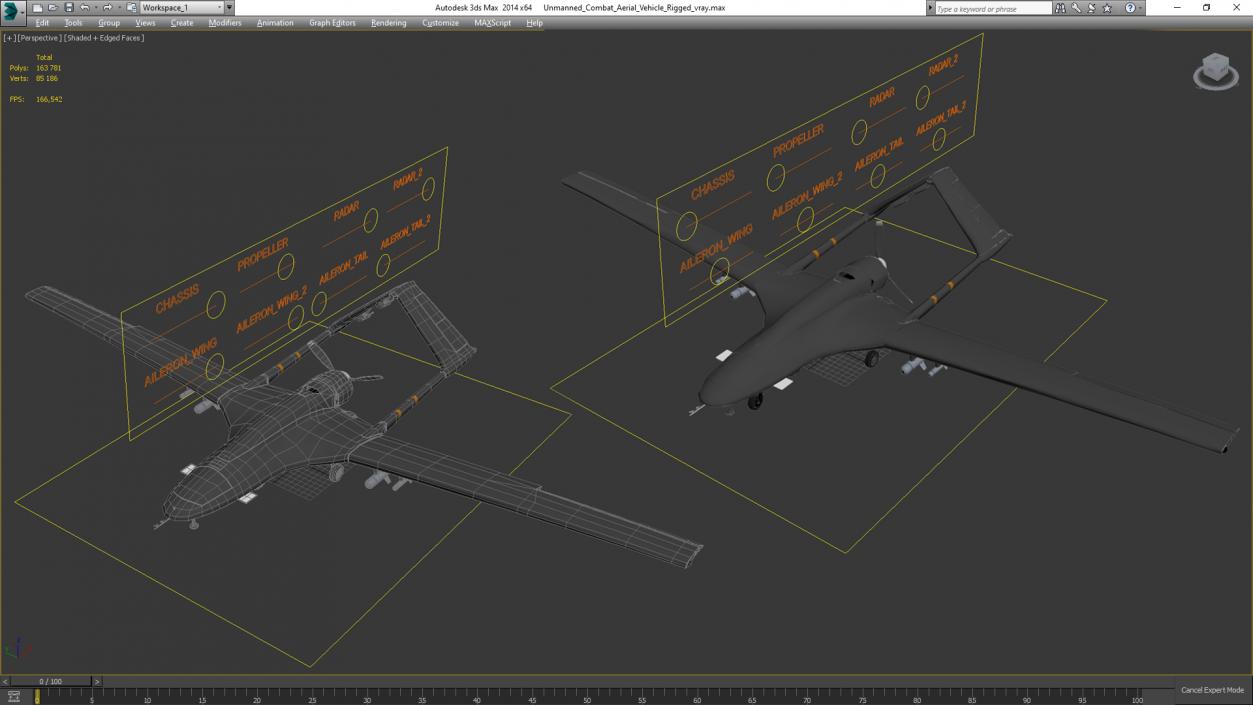 Unmanned Combat Aerial Vehicle Rigged 3D