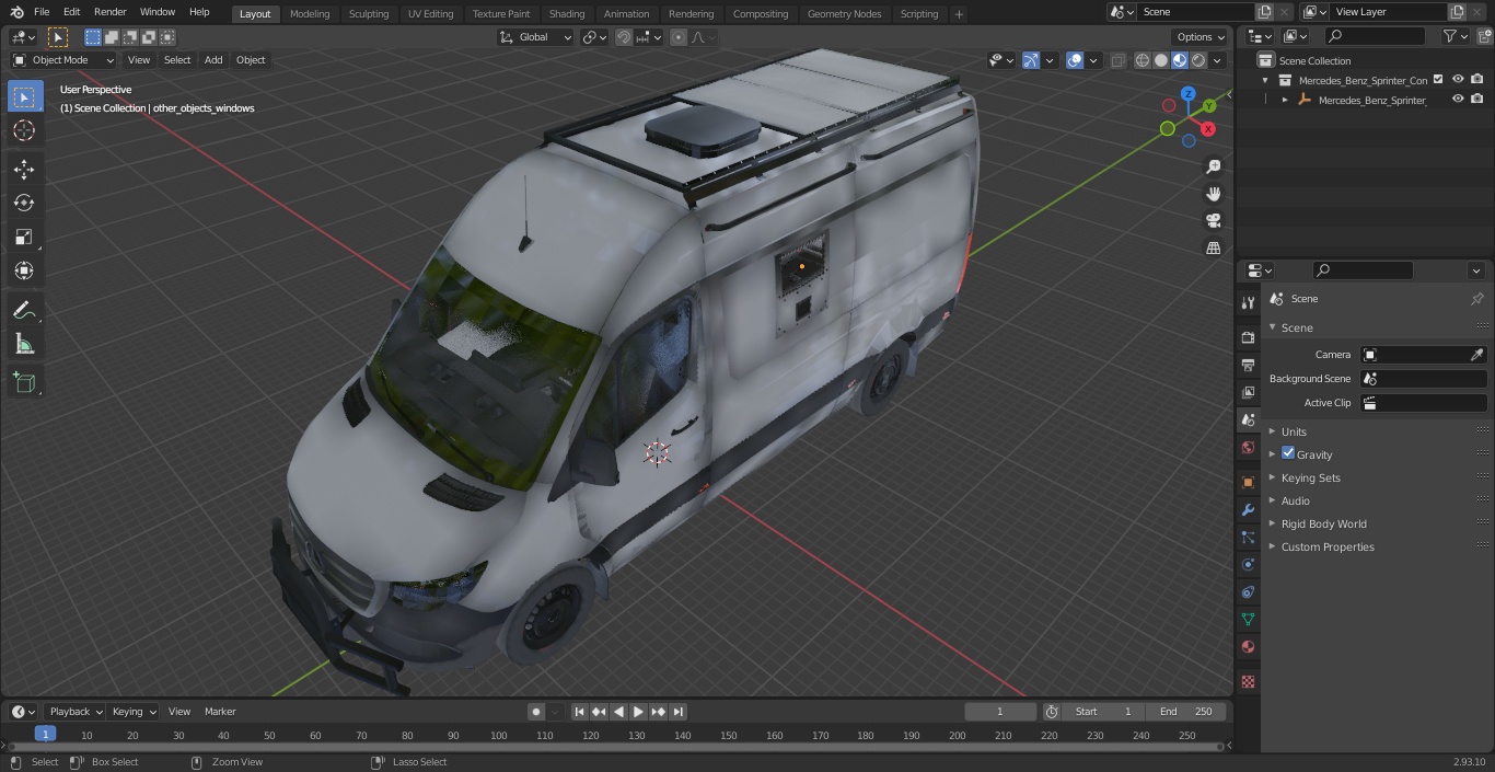 3D model Mercedes-Benz Sprinter Compact Van Simple Interior