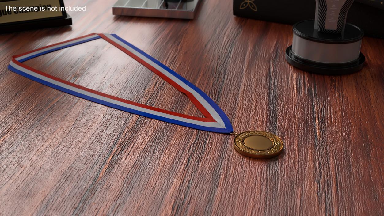 3D model Bronze Award Medal with Ribbon