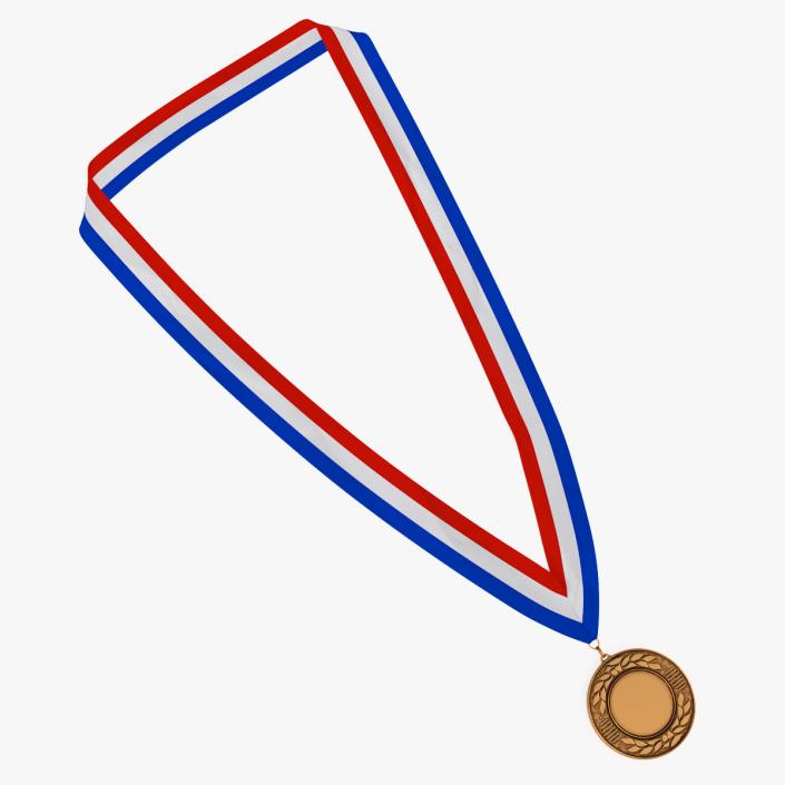 3D model Bronze Award Medal with Ribbon