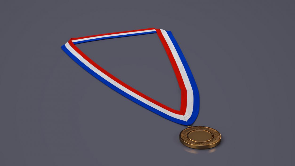 3D model Bronze Award Medal with Ribbon