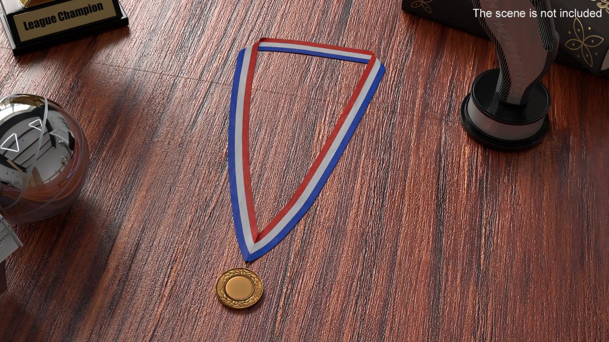 3D model Bronze Award Medal with Ribbon