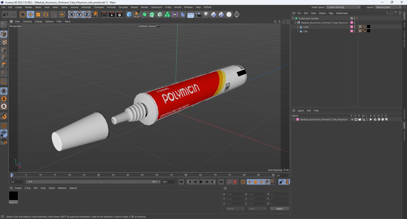 3D model Medical Aluminum Ointment Tube Polymicin