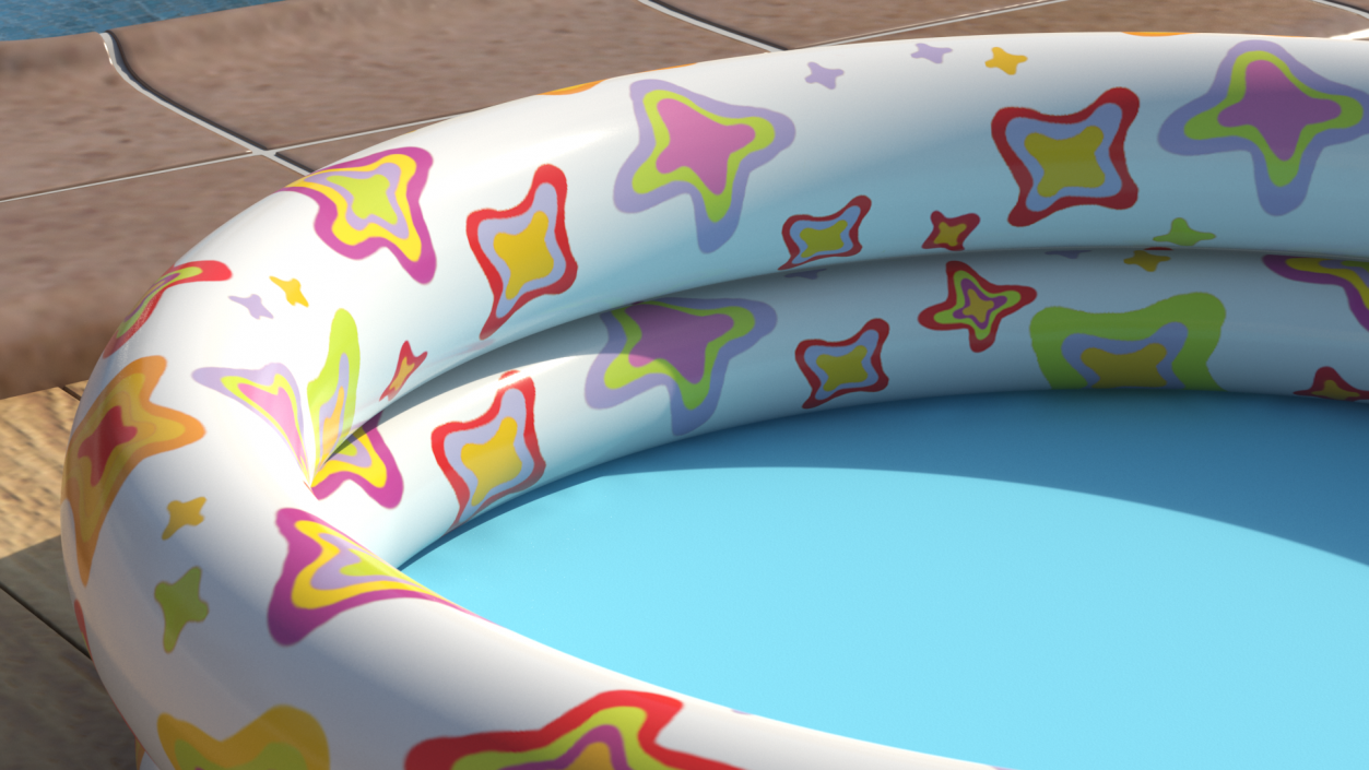 3D Inflatable Baby Pool Two Ring Abstract Printed