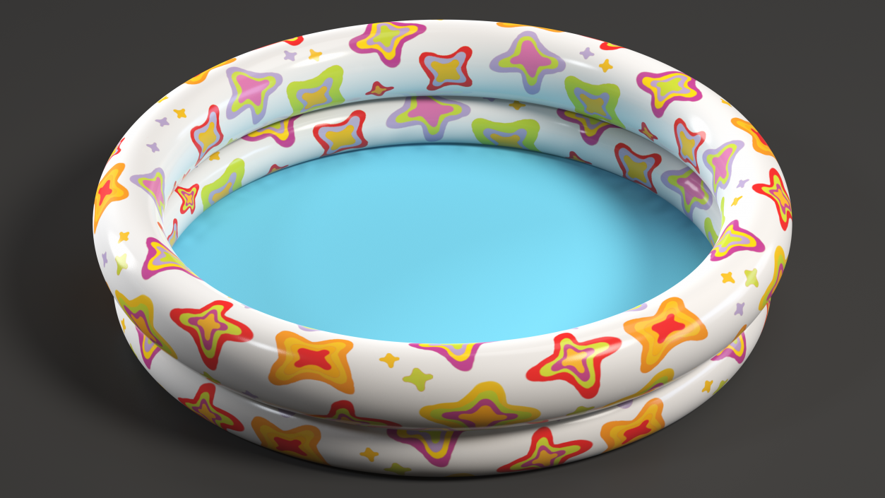 3D Inflatable Baby Pool Two Ring Abstract Printed