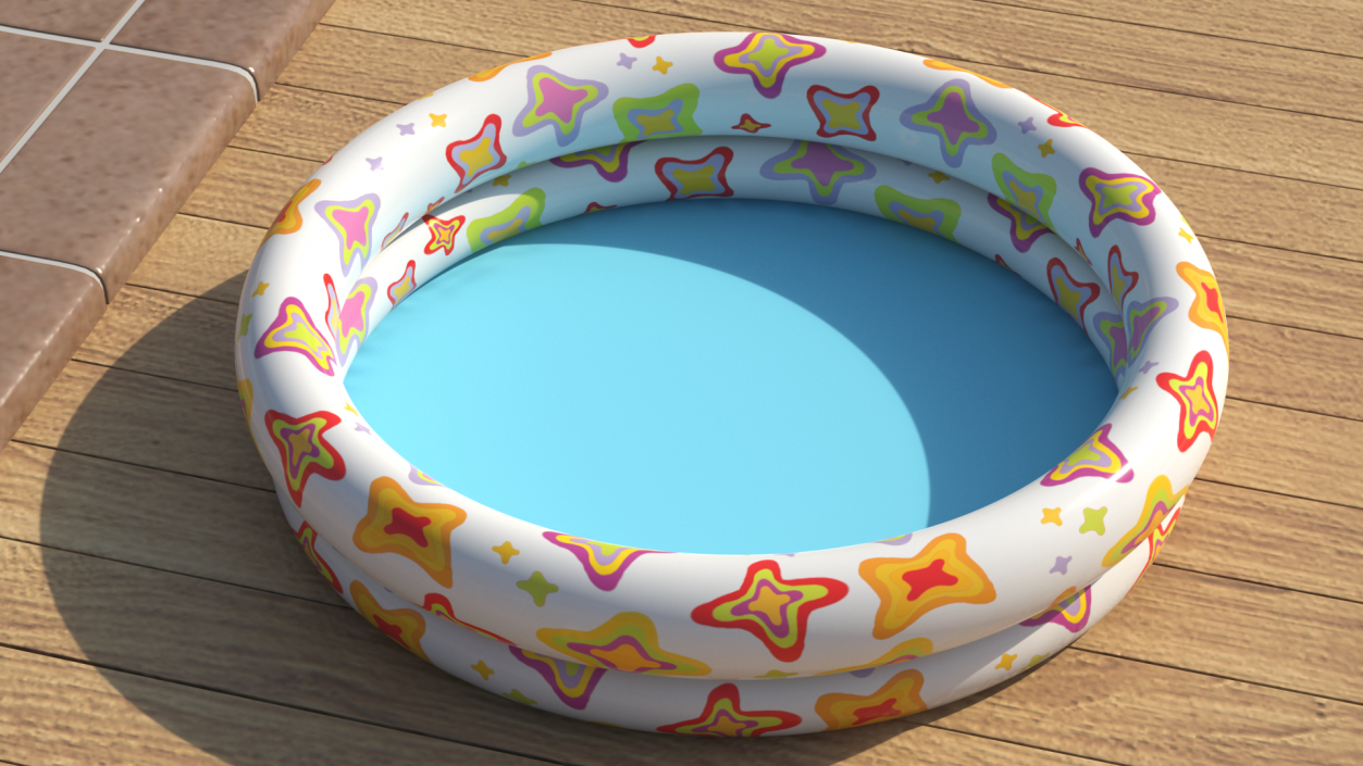 3D Inflatable Baby Pool Two Ring Abstract Printed