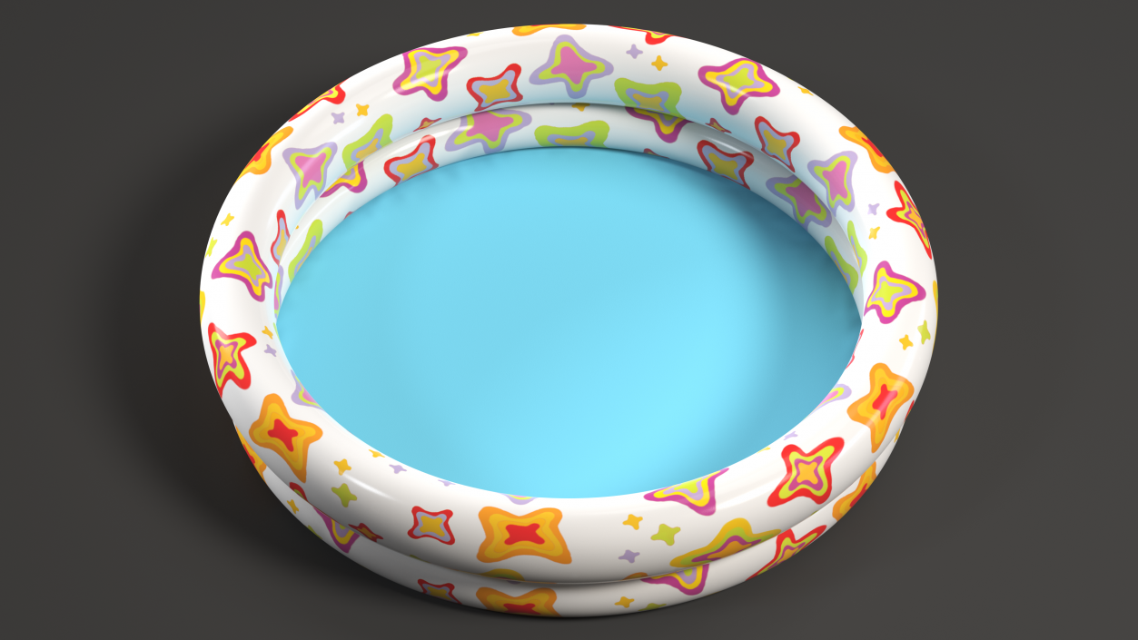 3D Inflatable Baby Pool Two Ring Abstract Printed