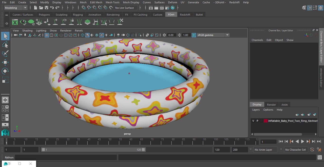 3D Inflatable Baby Pool Two Ring Abstract Printed