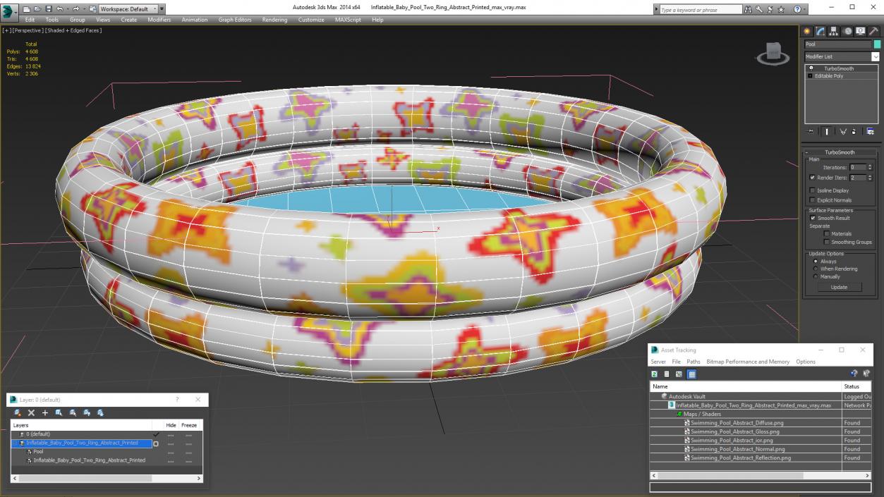 3D Inflatable Baby Pool Two Ring Abstract Printed