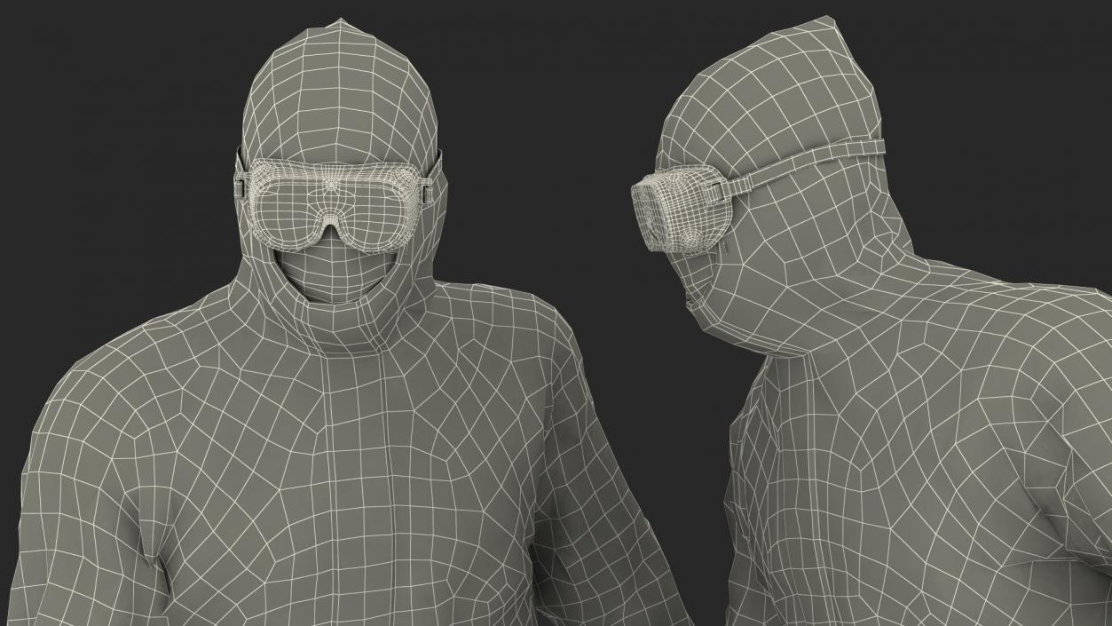 Man in Medical Protective Suit with Cleanroom Sticky Mats 3D