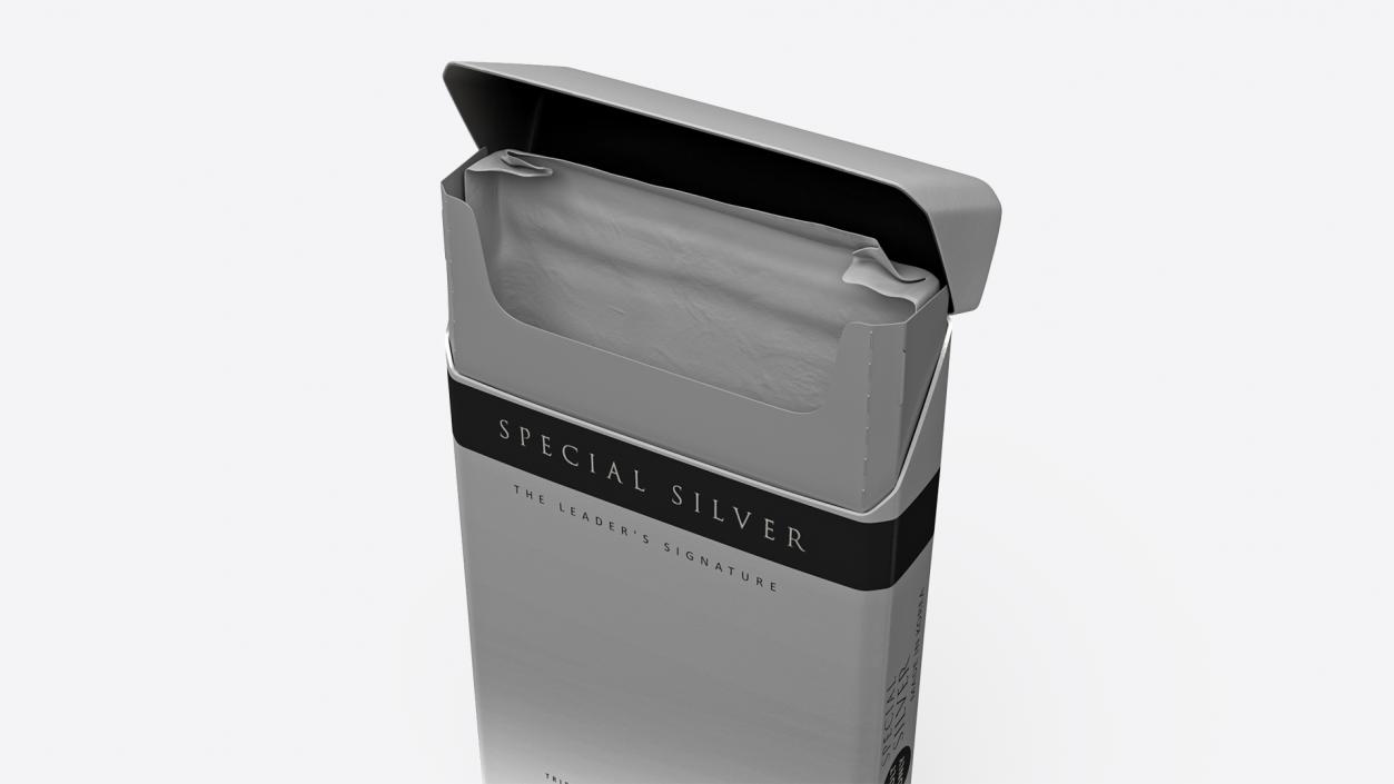 Pack of Cigarettes Super Slim Silver Empty 2 3D model