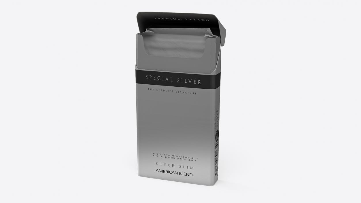 Pack of Cigarettes Super Slim Silver Empty 2 3D model