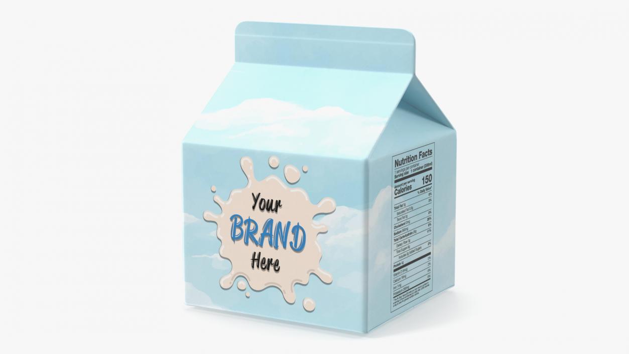 3D Gable Top Carton Package Mockup Blue