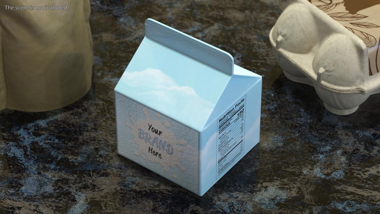 3D Gable Top Carton Package Mockup Blue