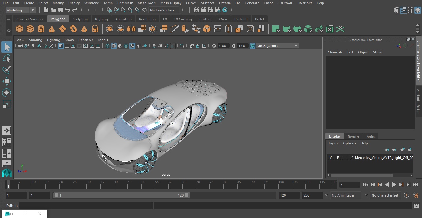 Mercedes Vision AVTR Light ON 3D model