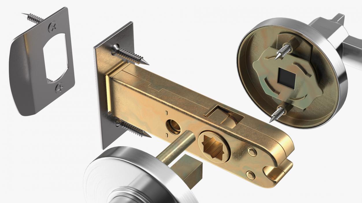 3D Passage Door Lock with Handle Silver