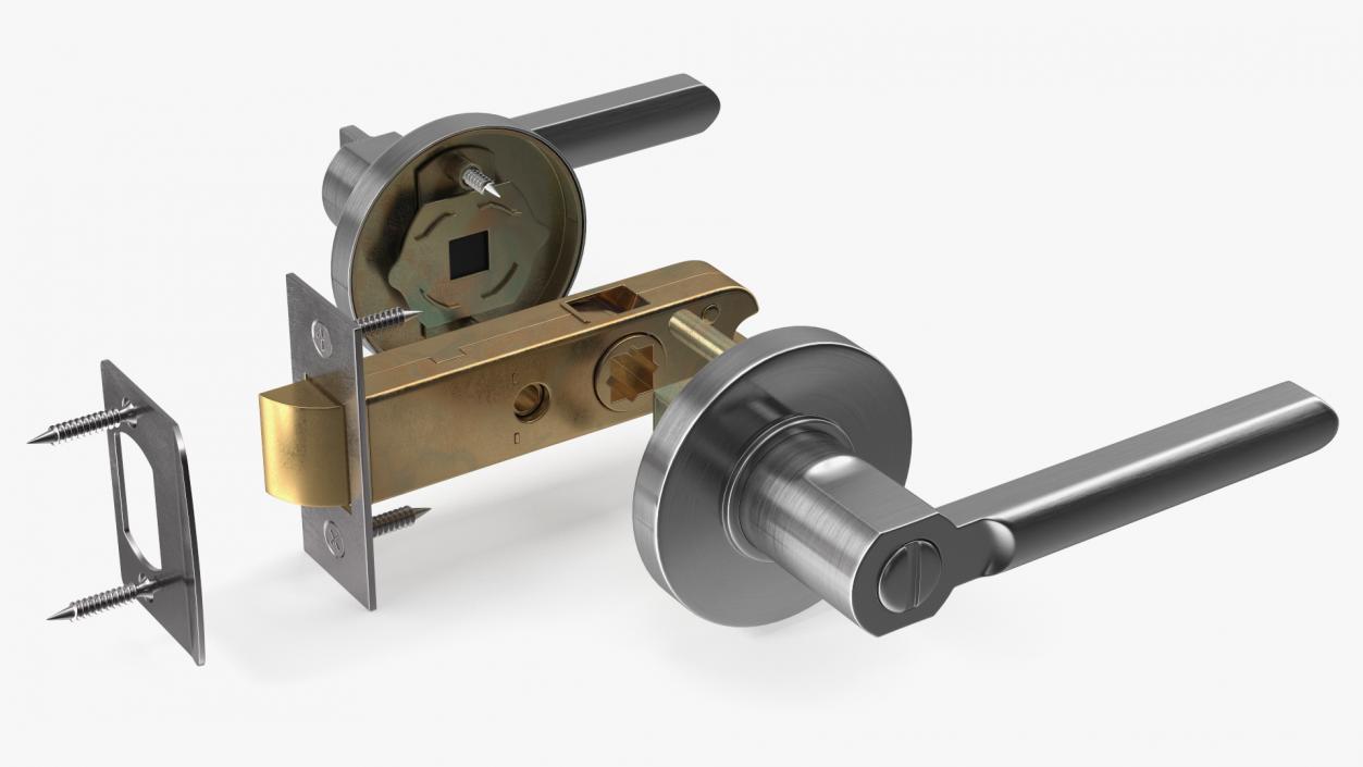 3D Passage Door Lock with Handle Silver