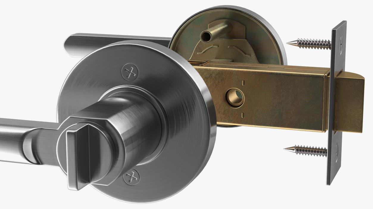 3D Passage Door Lock with Handle Silver