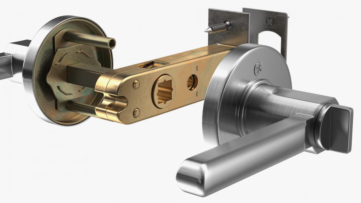 3D Passage Door Lock with Handle Silver